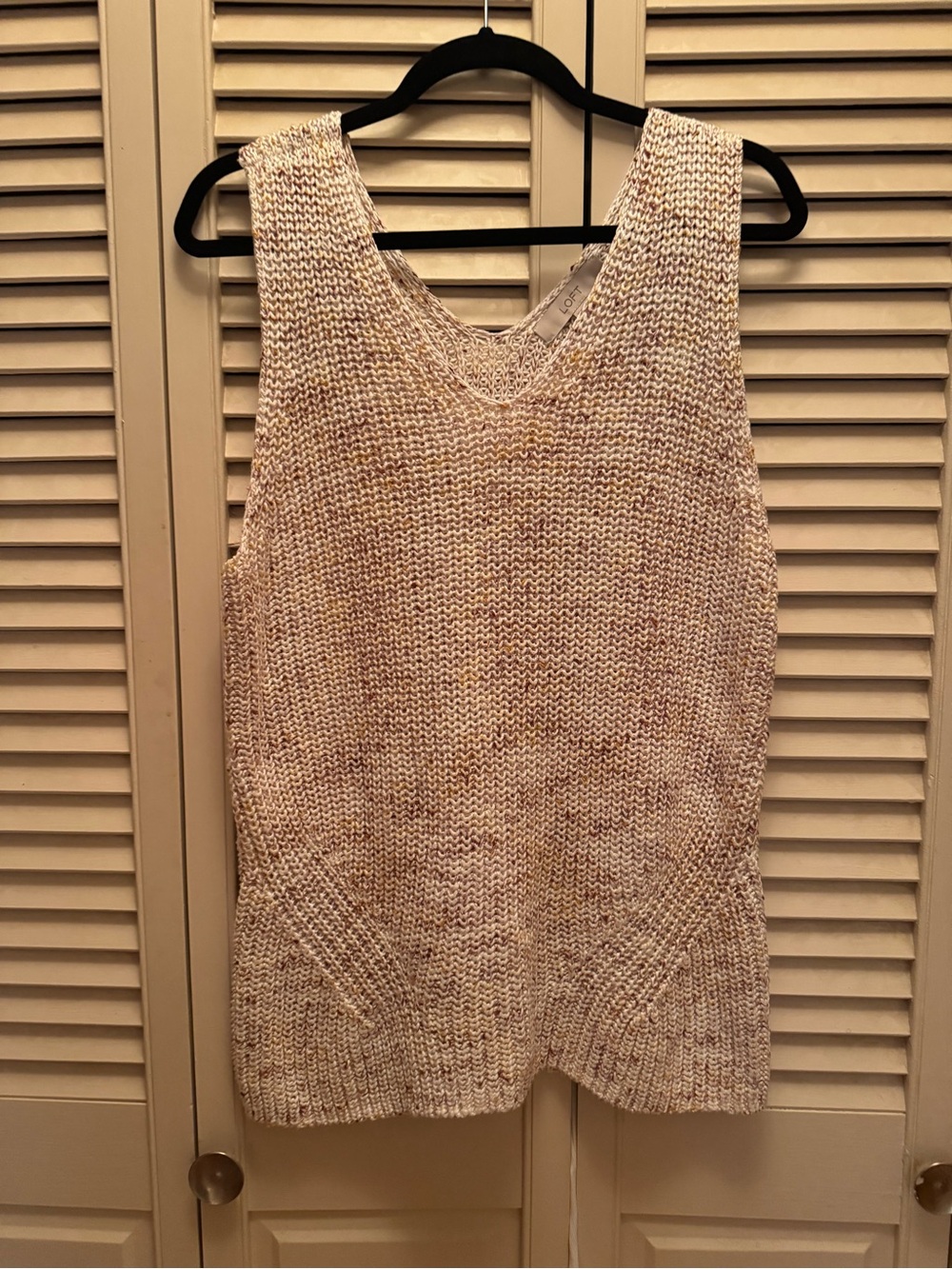 LOFT V-Neck Sleeveless Knit Tank in Oatmeal Blend